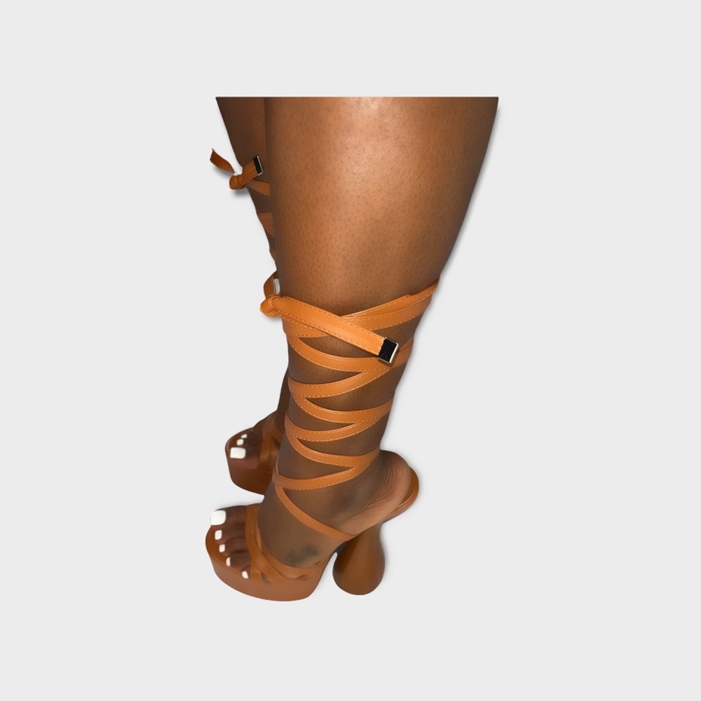 *New* Tan platform ankle tie up heel